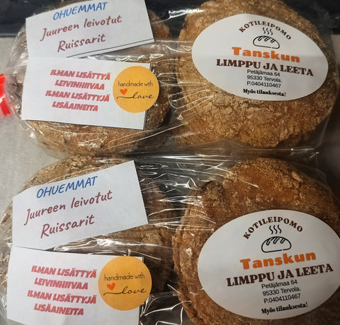 Ohuemmat juureen leivotut Ruissarit, 330g – Tanskun Limppu ja Leeta