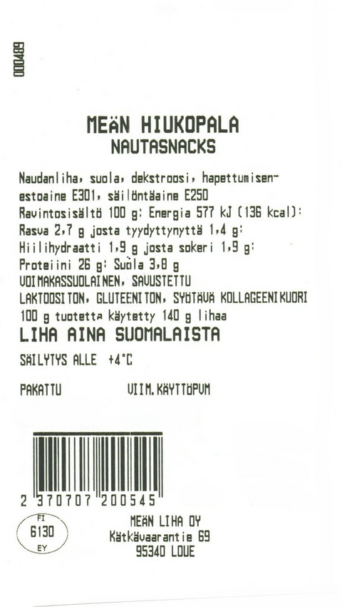 Hiukopala nautasnacks -Meän Liha