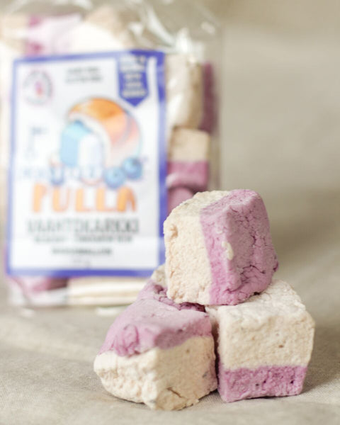 Mustikka-pulla vaahtokarkki